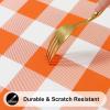 imageSmiry Rectangle Picnic Table Cloth Elastic Waterproof Fitted Vinyl Tablecloths Flannel Backed Buffalo Plaid Table Covers for Dining Camping Outdoor Black and White 30quot x 72quotOrange and White