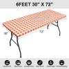 imageSmiry Rectangle Picnic Table Cloth Elastic Waterproof Fitted Vinyl Tablecloths Flannel Backed Buffalo Plaid Table Covers for Dining Camping Outdoor Black and White 30quot x 72quotOrange and White