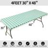 imageSmiry Rectangle Picnic Table Cloth Elastic Waterproof Fitted Vinyl Tablecloths Flannel Backed Buffalo Plaid Table Covers for Dining Camping Outdoor Black and White 30quot x 72quotSage Green and White