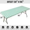 imageSmiry Rectangle Picnic Table Cloth Elastic Waterproof Fitted Vinyl Tablecloths Flannel Backed Buffalo Plaid Table Covers for Dining Camping Outdoor Black and White 30quot x 72quotSage Green and White