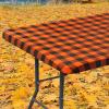 imageSmiry Rectangle Picnic Table Cloth Elastic Waterproof Fitted Vinyl Tablecloths Flannel Backed Buffalo Plaid Table Covers for Dining Camping Outdoor Black and White 30quot x 72quotRed and Black