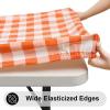 imageSmiry Rectangle Picnic Table Cloth Elastic Waterproof Fitted Vinyl Tablecloths Flannel Backed Buffalo Plaid Table Covers for Dining Camping Outdoor Black and White 30quot x 72quotOrange and White