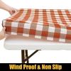 imageSmiry Rectangle Picnic Table Cloth Elastic Waterproof Fitted Vinyl Tablecloths Flannel Backed Buffalo Plaid Table Covers for Dining Camping Outdoor Black and White 30quot x 72quotRust and White