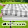 imageSmiry Rectangle Picnic Table Cloth Elastic Waterproof Fitted Vinyl Tablecloths Flannel Backed Buffalo Plaid Table Covers for Dining Camping Outdoor Black and White 30quot x 72quotGrey and White