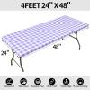 imageSmiry Rectangle Picnic Table Cloth Elastic Waterproof Fitted Vinyl Tablecloths Flannel Backed Buffalo Plaid Table Covers for Dining Camping Outdoor Black and White 30quot x 72quotPurple and White