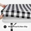 imageSmiry Rectangle Picnic Table Cloth Elastic Waterproof Fitted Vinyl Tablecloths Flannel Backed Buffalo Plaid Table Covers for Dining Camping Outdoor Black and White 30quot x 72quotBlack and White