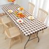 imageSmiry Rectangle Picnic Table Cloth Elastic Waterproof Fitted Vinyl Tablecloths Flannel Backed Buffalo Plaid Table Covers for Dining Camping Outdoor Black and White 30quot x 72quotBrown and White