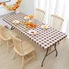 imageSmiry Rectangle Picnic Table Cloth Elastic Waterproof Fitted Vinyl Tablecloths Flannel Backed Buffalo Plaid Table Covers for Dining Camping Outdoor Black and White 30quot x 72quotBrown and White