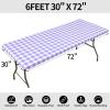imageSmiry Rectangle Picnic Table Cloth Elastic Waterproof Fitted Vinyl Tablecloths Flannel Backed Buffalo Plaid Table Covers for Dining Camping Outdoor Black and White 30quot x 72quotPurple and White