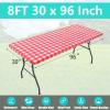 imageSmiry Rectangle Picnic Table Cloth Elastic Waterproof Fitted Vinyl Tablecloths Flannel Backed Buffalo Plaid Table Covers for Dining Camping Outdoor Black and White 30quot x 72quotRed and White