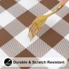 imageSmiry Rectangle Picnic Table Cloth Elastic Waterproof Fitted Vinyl Tablecloths Flannel Backed Buffalo Plaid Table Covers for Dining Camping Outdoor Black and White 30quot x 72quotBrown and White
