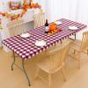 imageSmiry Rectangle Picnic Table Cloth Elastic Waterproof Fitted Vinyl Tablecloths Flannel Backed Buffalo Plaid Table Covers for Dining Camping Outdoor Black and White 30quot x 72quotBurgundy and White