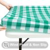 imageSmiry Rectangle Picnic Table Cloth Elastic Waterproof Fitted Vinyl Tablecloths Flannel Backed Buffalo Plaid Table Covers for Dining Camping Outdoor Black and White 30quot x 72quotGreen and White