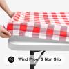 imageSmiry Rectangle Picnic Table Cloth Elastic Waterproof Fitted Vinyl Tablecloths Flannel Backed Buffalo Plaid Table Covers for Dining Camping Outdoor Black and White 30quot x 72quotRed and White