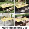 imageSmiry Rectangle Picnic Table Cloth Elastic Waterproof Fitted Vinyl Tablecloths Flannel Backed Buffalo Plaid Table Covers for Dining Camping Outdoor Black and White 30quot x 72quotYellow and White