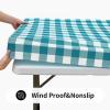imageSmiry Rectangle Picnic Table Cloth Elastic Waterproof Fitted Vinyl Tablecloths Flannel Backed Buffalo Plaid Table Covers for Dining Camping Outdoor Black and White 30quot x 72quotTurquoise and White