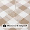 imageSmiry Rectangle Picnic Table Cloth Elastic Waterproof Fitted Vinyl Tablecloths Flannel Backed Buffalo Plaid Table Covers for Dining Camping Outdoor Black and White 30quot x 72quotKhaki and White
