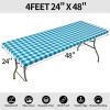 imageSmiry Rectangle Picnic Table Cloth Elastic Waterproof Fitted Vinyl Tablecloths Flannel Backed Buffalo Plaid Table Covers for Dining Camping Outdoor Black and White 30quot x 72quotTurquoise and White