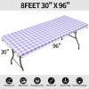 imageSmiry Rectangle Picnic Table Cloth Elastic Waterproof Fitted Vinyl Tablecloths Flannel Backed Buffalo Plaid Table Covers for Dining Camping Outdoor Black and White 30quot x 72quotPurple and White