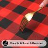 imageSmiry Rectangle Picnic Table Cloth Elastic Waterproof Fitted Vinyl Tablecloths Flannel Backed Buffalo Plaid Table Covers for Dining Camping Outdoor Black and White 30quot x 72quotRed and Black