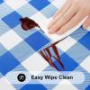 imageSmiry Rectangle Picnic Table Cloth Elastic Waterproof Fitted Vinyl Tablecloths Flannel Backed Buffalo Plaid Table Covers for Dining Camping Outdoor Black and White 30quot x 72quotBlue and White