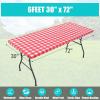 imageSmiry Rectangle Picnic Table Cloth Elastic Waterproof Fitted Vinyl Tablecloths Flannel Backed Buffalo Plaid Table Covers for Dining Camping Outdoor Black and White 30quot x 72quotRed and White