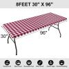 imageSmiry Rectangle Picnic Table Cloth Elastic Waterproof Fitted Vinyl Tablecloths Flannel Backed Buffalo Plaid Table Covers for Dining Camping Outdoor Black and White 30quot x 72quotBurgundy and White
