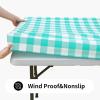 imageSmiry Rectangle Picnic Table Cloth Elastic Waterproof Fitted Vinyl Tablecloths Flannel Backed Buffalo Plaid Table Covers for Dining Camping Outdoor Black and White 30quot x 72quotTeal and White