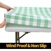 imageSmiry Rectangle Picnic Table Cloth Elastic Waterproof Fitted Vinyl Tablecloths Flannel Backed Buffalo Plaid Table Covers for Dining Camping Outdoor Black and White 30quot x 72quotSage Green and White