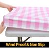 imageSmiry Rectangle Picnic Table Cloth Elastic Waterproof Fitted Vinyl Tablecloths Flannel Backed Buffalo Plaid Table Covers for Dining Camping Outdoor Black and White 30quot x 72quotPink and White