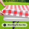 imageSmiry Rectangle Picnic Table Cloth Elastic Waterproof Fitted Vinyl Tablecloths Flannel Backed Buffalo Plaid Table Covers for Dining Camping Outdoor Black and White 30quot x 72quotRed and White
