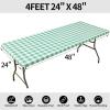 imageSmiry Rectangle Picnic Table Cloth Elastic Waterproof Fitted Vinyl Tablecloths Flannel Backed Buffalo Plaid Table Covers for Dining Camping Outdoor Black and White 30quot x 72quotSage Green and White