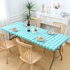 imageSmiry Rectangle Picnic Table Cloth Elastic Waterproof Fitted Vinyl Tablecloths Flannel Backed Buffalo Plaid Table Covers for Dining Camping Outdoor Black and White 30quot x 72quotTeal and White