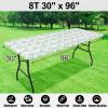 imageSmiry Rectangle Picnic Table Cloth Waterproof Elastic Fitted Outdoor Tablecloths for 6 Foot Tables Wipeable Flannel Backed Vinyl Table Cover for Camping Dining and Indoor 30quotx72quot GreyTeal  White