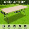 imageSmiry Rectangle Picnic Table Cloth Waterproof Elastic Fitted Outdoor Tablecloths for 6 Foot Tables Wipeable Flannel Backed Vinyl Table Cover for Camping Dining and Indoor 30quotx72quot GreyBeige