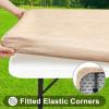 imageSmiry Rectangle Picnic Table Cloth Waterproof Elastic Fitted Outdoor Tablecloths for 6 Foot Tables Wipeable Flannel Backed Vinyl Table Cover for Camping Dining and Indoor 30quotx72quot GreyBeige