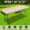 imageSmiry Rectangle Picnic Table Cloth Waterproof Elastic Fitted Outdoor Tablecloths for 6 Foot Tables Wipeable Flannel Backed Vinyl Table Cover for Camping Dining and Indoor 30quotx72quot GreyBeige