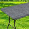 imageSmiry Rectangle Picnic Table Cloth Waterproof Elastic Fitted Outdoor Tablecloths for 6 Foot Tables Wipeable Flannel Backed Vinyl Table Cover for Camping Dining and Indoor 30quotx72quot GreyDark Grey