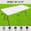 imageSmiry Rectangle Picnic Table Cloth Waterproof Elastic Fitted Outdoor Tablecloths for 6 Foot Tables Wipeable Flannel Backed Vinyl Table Cover for Camping Dining and Indoor 30quotx72quot GreyWhite