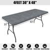 imageSmiry Rectangle Picnic Table Cloth Waterproof Elastic Fitted Outdoor Tablecloths for 6 Foot Tables Wipeable Flannel Backed Vinyl Table Cover for Camping Dining and Indoor 30quotx72quot GreyDark Grey