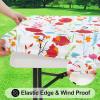 imageSmiry Rectangle Picnic Table Cloth Waterproof Elastic Fitted Outdoor Tablecloths for 6 Foot Tables Wipeable Flannel Backed Vinyl Table Cover for Camping Dining and Indoor 30quotx72quot GreyOff White