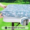 imageSmiry Rectangle Picnic Table Cloth Waterproof Elastic Fitted Outdoor Tablecloths for 6 Foot Tables Wipeable Flannel Backed Vinyl Table Cover for Camping Dining and Indoor 30quotx72quot GreyBaby Blue