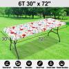 imageSmiry Rectangle Picnic Table Cloth Waterproof Elastic Fitted Outdoor Tablecloths for 6 Foot Tables Wipeable Flannel Backed Vinyl Table Cover for Camping Dining and Indoor 30quotx72quot GreyOff White
