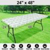 imageSmiry Rectangle Picnic Table Cloth Waterproof Elastic Fitted Outdoor Tablecloths for 6 Foot Tables Wipeable Flannel Backed Vinyl Table Cover for Camping Dining and Indoor 30quotx72quot GreyTeal  White
