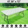 imageSmiry Rectangle Picnic Table Cloth Waterproof Elastic Fitted Outdoor Tablecloths for 6 Foot Tables Wipeable Flannel Backed Vinyl Table Cover for Camping Dining and Indoor 30quotx72quot GreyTeal  White