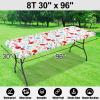 imageSmiry Rectangle Picnic Table Cloth Waterproof Elastic Fitted Outdoor Tablecloths for 6 Foot Tables Wipeable Flannel Backed Vinyl Table Cover for Camping Dining and Indoor 30quotx72quot GreyOff White