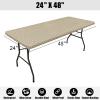 imageSmiry Rectangle Picnic Table Cloth Waterproof Elastic Fitted Outdoor Tablecloths for 6 Foot Tables Wipeable Flannel Backed Vinyl Table Cover for Camping Dining and Indoor 30quotx72quot GreySand