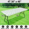 imageSmiry Rectangle Picnic Table Cloth Waterproof Elastic Fitted Outdoor Tablecloths for 6 Foot Tables Wipeable Flannel Backed Vinyl Table Cover for Camping Dining and Indoor 30quotx72quot GreyTeal  White