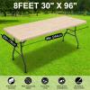 imageSmiry Rectangle Picnic Table Cloth Waterproof Elastic Fitted Outdoor Tablecloths for 6 Foot Tables Wipeable Flannel Backed Vinyl Table Cover for Camping Dining and Indoor 30quotx72quot GreyBeige