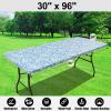 imageSmiry Rectangle Picnic Table Cloth Waterproof Elastic Fitted Outdoor Tablecloths for 6 Foot Tables Wipeable Flannel Backed Vinyl Table Cover for Camping Dining and Indoor 30quotx72quot GreyBaby Blue